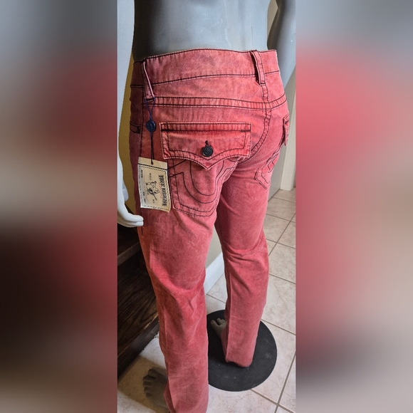 True Religion Men's Slim Jeans in Faded Coral - Picture 12 of 14